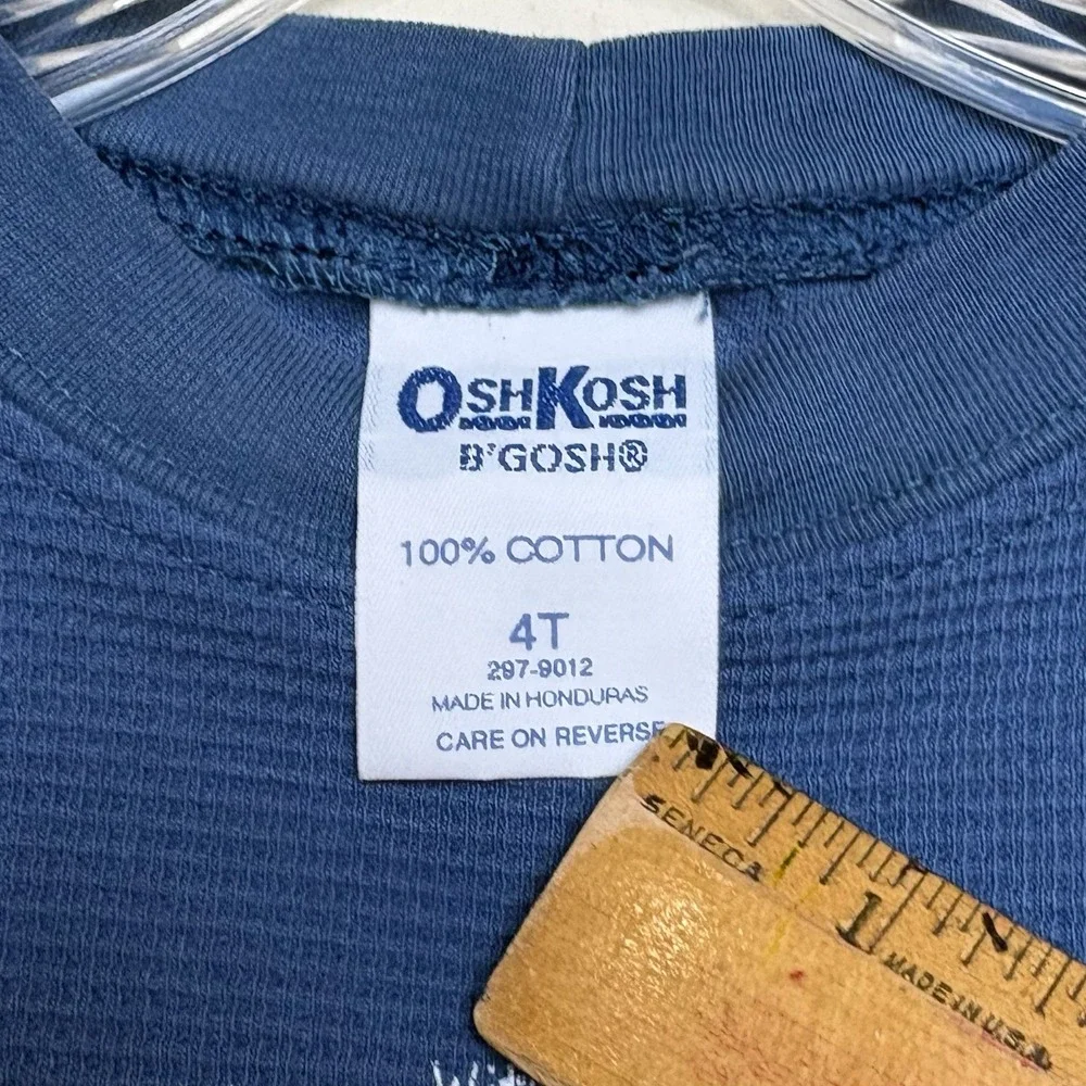 VTG OshKosh B'Gosh Long Sleeve Thermal Shirt Kids 4T Blue Space 90s Y2K